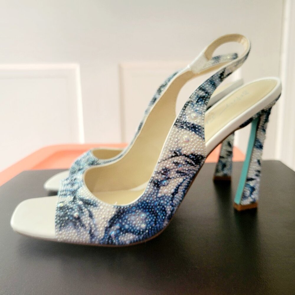Betsey Johnson Mina Blue Floral sandal heel